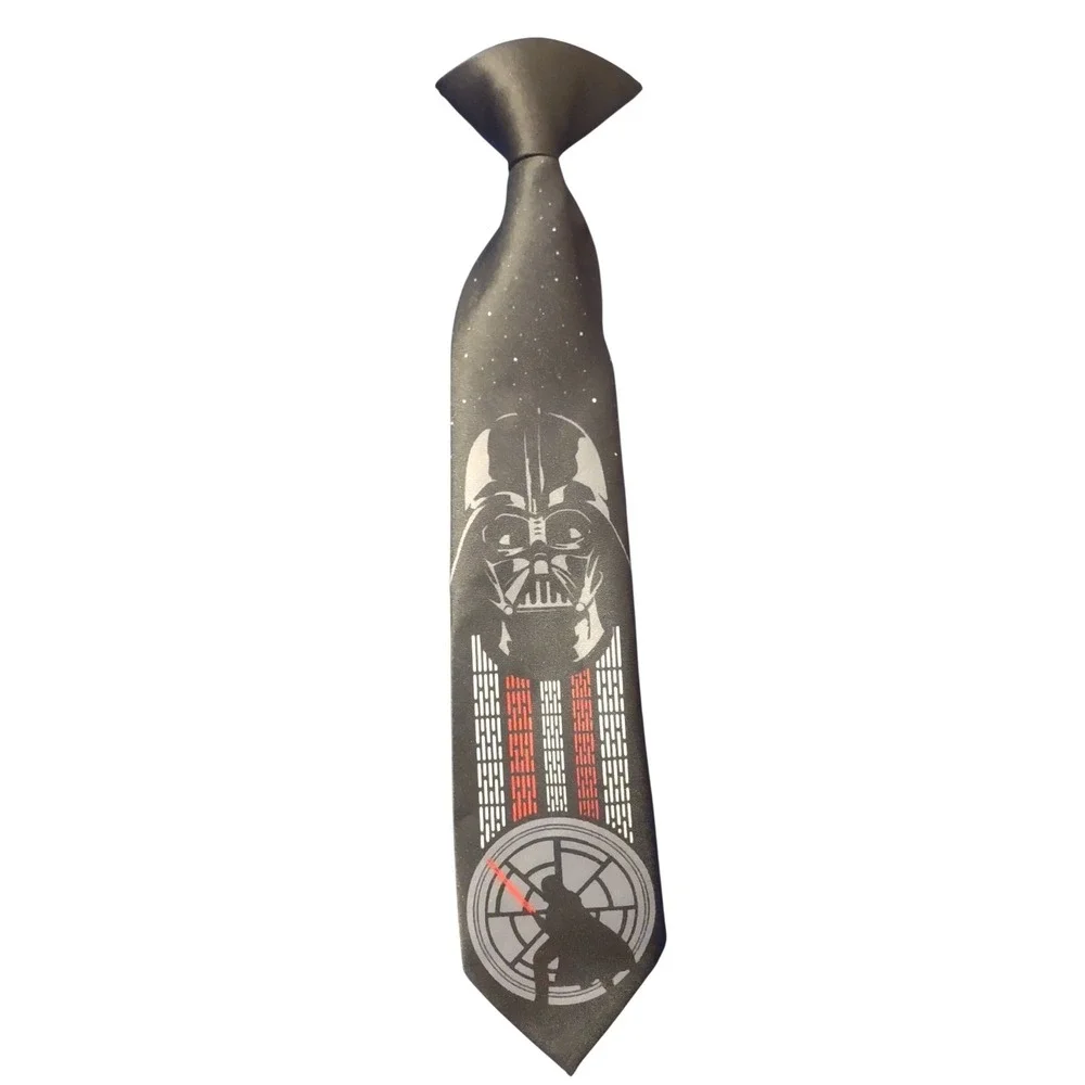 Star Wars Darth Vader Kids Clip-On Necktie Black Polyester Satin Boys Tie